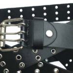 nieten gürtel schwarz leder mit doppel loch