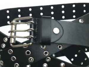 nieten gürtel schwarz leder mit doppel loch